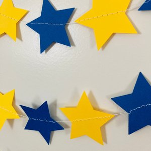 Royal Blue and Yellow Star Garland, Blue and Yellow Graduation Decoration, U of California Grad, U of Delaware Graduation, Dorm Decoration