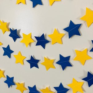 Royal Blue and Yellow Star Garland, Blue and Yellow Graduation Decoration, U of California Grad, U of Delaware Graduation, Dorm Decoration