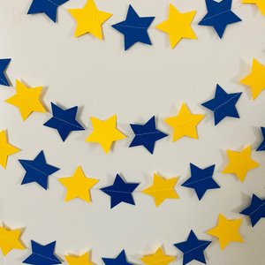 Royal Blue and Yellow Star Garland, Blue and Yellow Graduation Decoration, U of California Grad, U of Delaware Graduation, Dorm Decoration