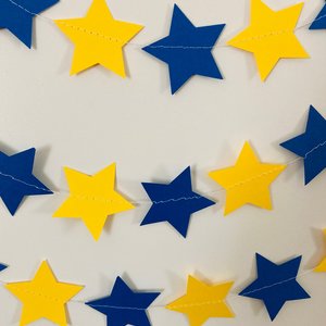 Royal Blue and Yellow Star Garland, Blue and Yellow Graduation Decoration, U of California Grad, U of Delaware Graduation, Dorm Decoration