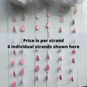 Ombré pink large raindrop garland, Pink ombré sprinkle garland, Garland for girl baby sprinkle, baby girl sprinkle decor, pink baby shower