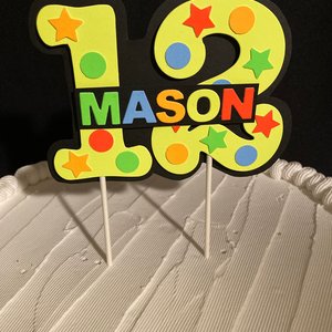 Glow Party Cake Topper, Neon Yellow Number, Birthday Decoration, Personalized Topper, Glow in the Dark Decor, Skate Party, Boy Teen Birthday