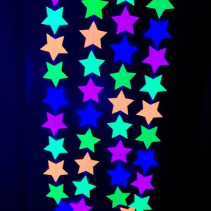 Neon Star Garland, Glow Party Decoration, Black Light Decor, Fluorescent Star Bunting, Sweet 16 Glow Party, 80s Party, Skate Birthday