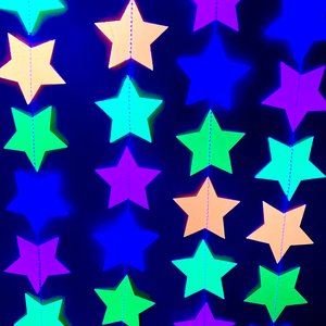 Neon Star Garland, Glow Party Decoration, Black Light Decor, Fluorescent Star Bunting, Sweet 16 Glow Party, 80s Party, Skate Birthday