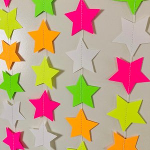 Neon Star Garland, Glow Party Decoration, Black Light Decor, Fluorescent Star Bunting, Sweet 16 Glow Party, 80s Party, Skate Birthday