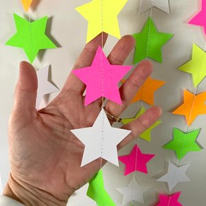 Neon Star Garland, Glow Party Decoration, Black Light Decor, Fluorescent Star Bunting, Sweet 16 Glow Party, 80s Party, Skate Birthday
