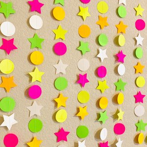 Glow Party Decorations, Neon Star Circle Garland, Black Light Party Decor, Fluorescent Garland, Sweet 16 Glow Party, 80s Party, Skate Party