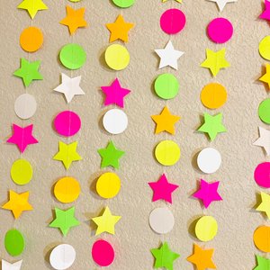 Glow Party Decorations, Neon Star Circle Garland, Black Light Party Decor, Fluorescent Garland, Sweet 16 Glow Party, 80s Party, Skate Party