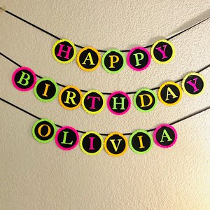 Glow Party Neon Black Light HAPPY BIRTHDAY banner