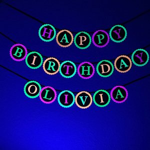 Glow Party Neon Black Light HAPPY BIRTHDAY banner