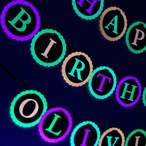 Glow Party Neon Black Light HAPPY BIRTHDAY banner