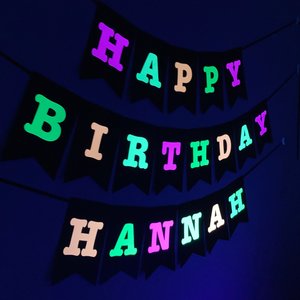Large Neon Banner, Glow Party Birthday Banner, Personalized Sign, UV Reflective Decor, Black Light Decoration, 80s Party, Fluorescent Decor
