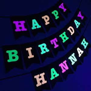 Large Neon Banner, Glow Party Birthday Banner, Personalized Sign, UV Reflective Decor, Black Light Decoration, 80s Party, Fluorescent Decor