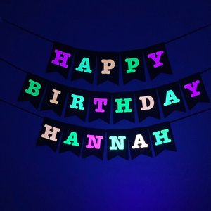 Large Neon Banner, Glow Party Birthday Banner, Personalized Sign, UV Reflective Decor, Black Light Decoration, 80s Party, Fluorescent Decor