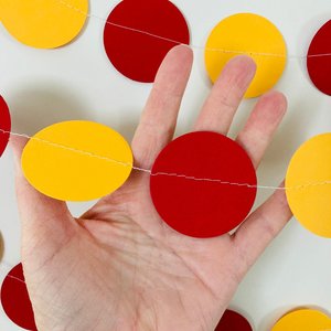 Cardinal Red and Gold Graduation Garland Decoration, Red and Yellow Paper Circle Bunting, Southern California Colors, University Dorm Decor