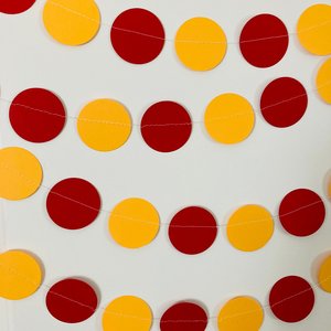 Cardinal Red and Gold Graduation Garland Decoration, Red and Yellow Paper Circle Bunting, Southern California Colors, University Dorm Decor