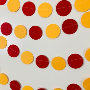 Cardinal Red and Gold Graduation Garland Decoration, Red and Yellow Paper Circle Bunting, Southern California Colors, University Dorm Decor