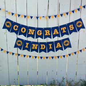 University of California Large Graduation Banner, CONGRATS Banner, Graduation Decor, UC Davis Grad, UC Berkeley Grad, Navy and Gold Decor