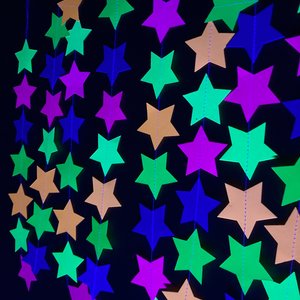 Glow Party Decorations, Neon Star Garland, Black Light Party Decor, Fluorescent Star Garland, Sweet 16 Glow Party, 80s Party, Skate Party