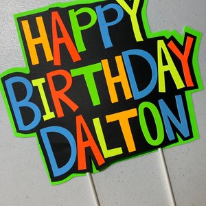 Boy Glow Party Cake Topper, Neon Birthday Cake Topper, Personalized Cake Topper, Glow in the Dark Cake Decor, Black Light Party Suplies