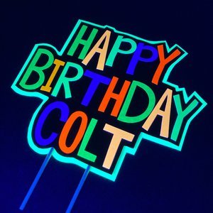 Boy Glow Party Cake Topper, Neon Birthday Cake Topper, Personalized Cake Topper, Glow in the Dark Cake Decor, Black Light Party Suplies