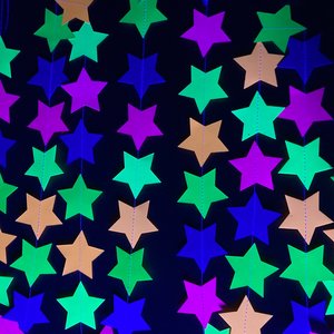 Glow Party Decorations, Neon Star Garland, Black Light Party Decor, Fluorescent Star Garland, Sweet 16 Glow Party, 80s Party, Skate Party