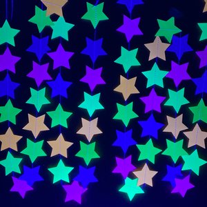 Glow Party Decorations, Neon Star Garland, Black Light Party Decor, Fluorescent Star Garland, Sweet 16 Glow Party, 80s Party, Skate Party