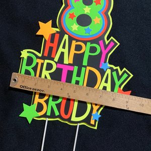 Personalized Topper, Glow Party Cake, Neon Birthday Cake Decor, Birthday Decoration, Glow in the Dark Supplies, Neon Party, Skate Party
