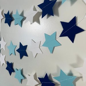 Light Blue and Navy Star Garland, Columbia Graduation Decoration, Rogers Williams University, Dorm Decoration, Graduation Party, Bunting