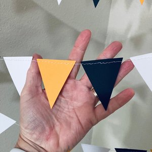Graduation Decoration, Cal State Long Beach Decor, Black and Yellow Garland, Black and Gold, Paper Pennant, Triangle Bunting, Dorm Decor