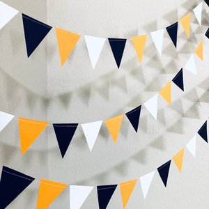 Graduation Decoration, Cal State Long Beach Decor, Black and Yellow Garland, Black and Gold, Paper Pennant, Triangle Bunting, Dorm Decor