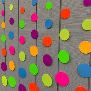 Neon Hanging Garlands, Glow in the Dark Backdrop, Glowing Dots Wall Decor, Glow Party Decoration, Black Light Party, Neon Circles, 80s Party