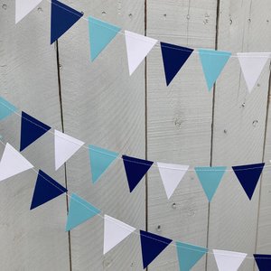 Boy Baby Shower Party Decoration, Navy and Light Blue Bunting, Baby Shower Garland, Paper Party Decor, Baby Sprinkle Food Table Backdrop