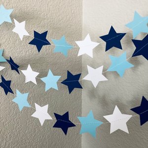 Light Blue and Navy Star Garland, Columbia Graduation Decoration, Rogers Williams University, Dorm Decoration, Graduation Party, Bunting