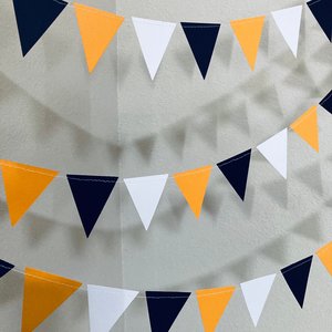 Graduation Decoration, Cal State Long Beach Decor, Black and Yellow Garland, Black and Gold, Paper Pennant, Triangle Bunting, Dorm Decor