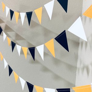 Graduation Decoration, Cal State Long Beach Decor, Black and Yellow Garland, Black and Gold, Paper Pennant, Triangle Bunting, Dorm Decor