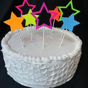 Neon Star Cake Decoration, Glow in the Dark Cake Topper, Glow Party Supply, Cupcake Decor, Black Light Party Supply, UV Reflective Stars