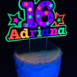 Glow Party Cake Topper, Neon Cake Topper, Birthday Cake Decor, Personalized Topper, Name Topper, Age Topper, Glow Party Decorations
