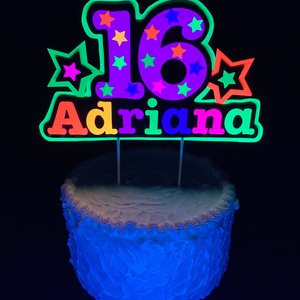 Glow Party Cake Topper, Neon Cake Topper, Birthday Cake Decor, Personalized Topper, Name Topper, Age Topper, Glow Party Decorations