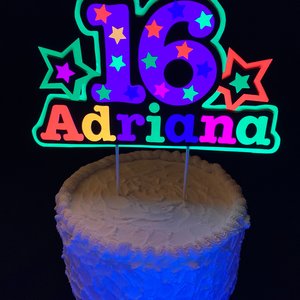 Glow Party Cake Topper, Neon Cake Topper, Birthday Cake Decor, Personalized Topper, Name Topper, Age Topper, Glow Party Decorations