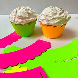Neon Cupcake Decor, One Dozen Standard Cupcake Wrappers, Glow in the Dark Party, Fluorescent Party Decor, Black Light Party, UV Reflective