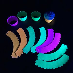Neon Cupcake Decor, One Dozen Standard Cupcake Wrappers, Glow in the Dark Party, Fluorescent Party Decor, Black Light Party, UV Reflective