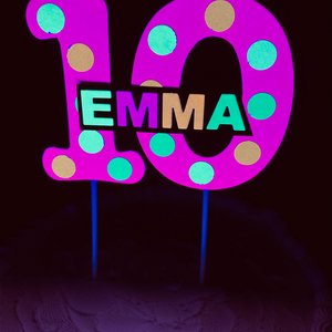 Glow Party Cake Topper, Pink Polka Dot Neon Cake, Birthday Cake Decor, Personalized Topper, Name Topper, Age Topper, Glow Party Decorations