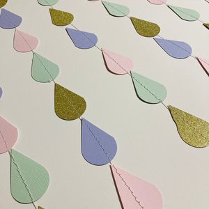 Gold Pink Mint Lavender Raindrop Baby Shower Garland, Pastel Raindrop Garland, Baby Sprinkle Decoration, Paper Drops, Hanging Raindrops