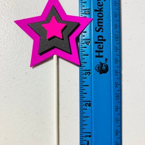 Glow in the Dark Neon Star 12 Cupcake Toppers, Glow Party Supply, Cupcake Decor, Black Light Decoration, Fluorescent UV Reflective Stars