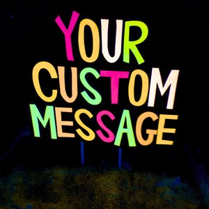 Glow Party Cake Topper, Neon Birthday Cake Topper, Personalized Cake Topper, UV Reflective Cake Decoration, Fluorescent Neon Cake Decor