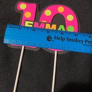 Glow Party Cake Topper, Pink Polka Dot Neon Cake, Birthday Cake Decor, Personalized Topper, Name Topper, Age Topper, Glow Party Decorations