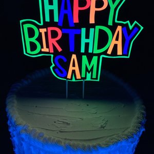 Boy Glow Party Cake Topper, Neon Birthday Cake Topper, Personalized Cake Topper, Glow in the Dark Cake Decor, Black Light Party Suplies