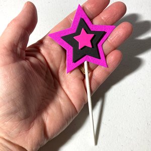 Glow in the Dark Neon Star 12 Cupcake Toppers, Glow Party Supply, Cupcake Decor, Black Light Decoration, Fluorescent UV Reflective Stars