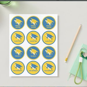 Digital Download Editable Graduation Cupcake Toppers, UCLA Cupcake toppers, UCLA blue and gold colors, DIY Personalized Grad Party Decor